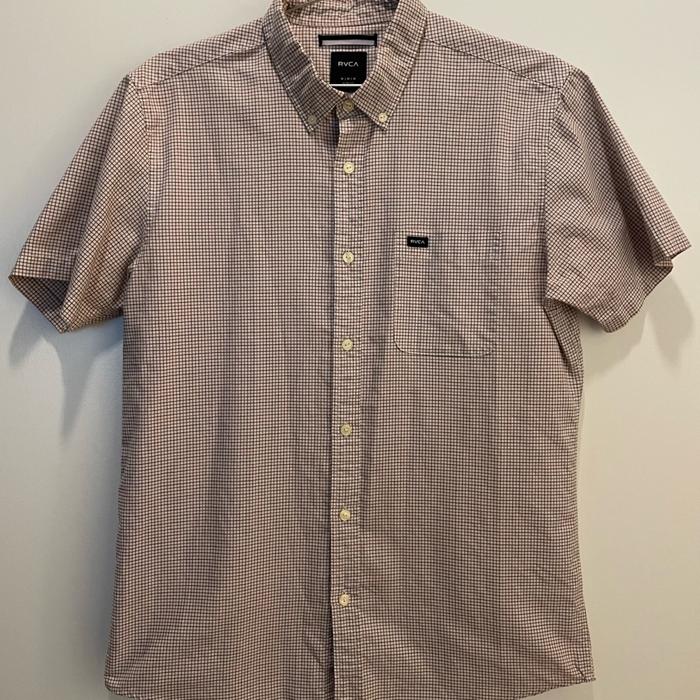 RVCA Men's Casual Checkered Shirt - Black and White